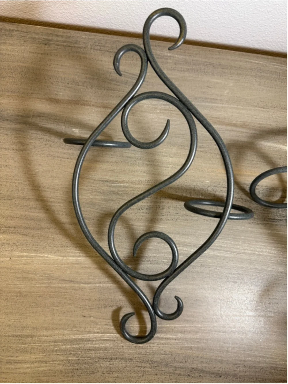 set of two scrollwork metal wall sconces approx 13x9”